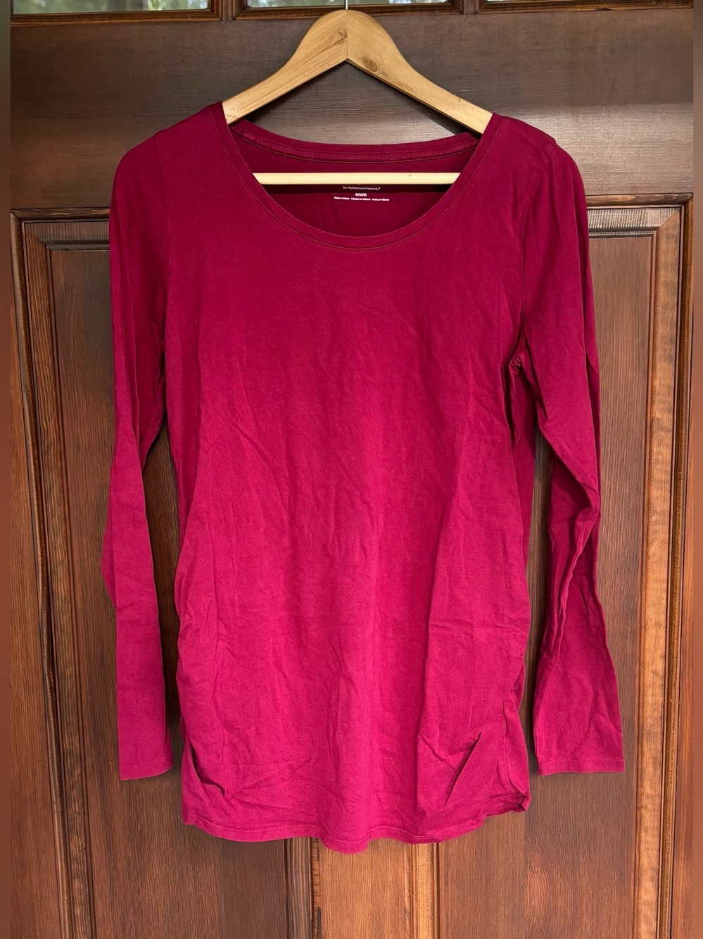 Women’s Maternity Long Sleeve Scoop Neck Top - Raspberry